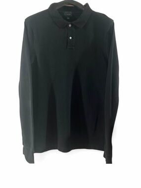 Men’s J. Crew Classic Black Cotton Polo Shirt Size Large Tall